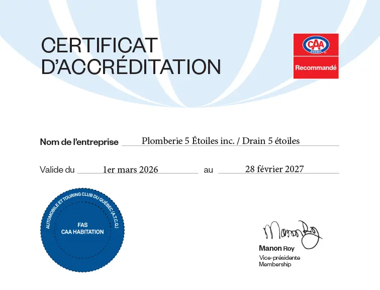 caa-certificate-drain-5-etoiles